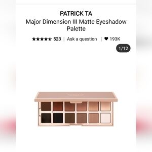 Patrick Ta Major Dimension III Eyeshadow Palette -Neutral Tones. New, Never Used